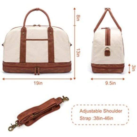 New Weekender Bag for Women Canvas Overnight Bag Large - Picture 3 of 8